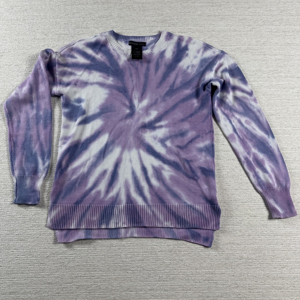 Y2K Tie Dye Crewneck Sweater Purple Lavender Soft Grunge Casual Size S Hippie